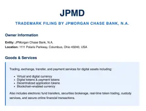 World’s Largest Bank Eyes Stablecoin Launch: JPMorgan Files for 'JPMD'