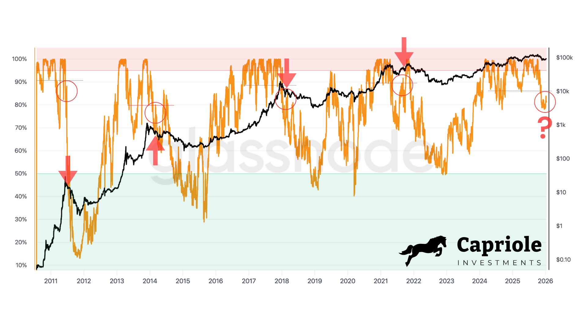 Percentage Bitcoin addresses in profit