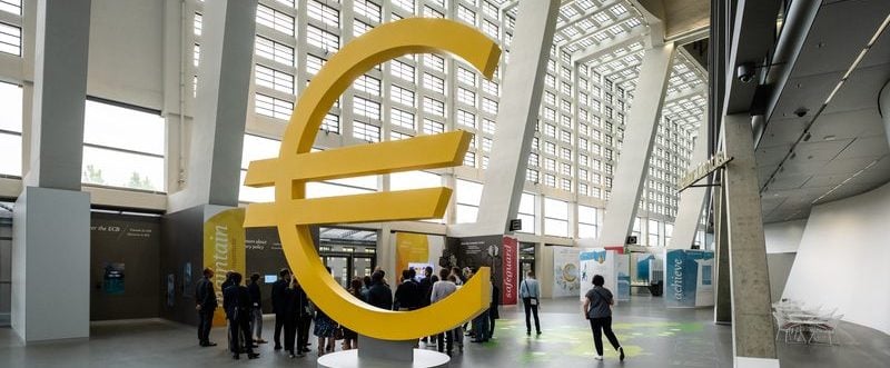 Euro symbol in the entrance hall of the ECB