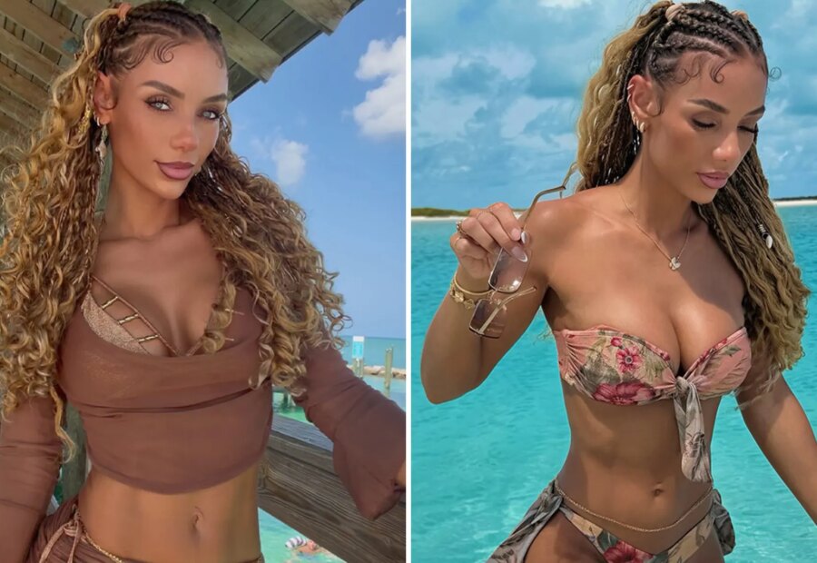 Jena Frumes Dazzles in Teeny Bikinis in the Bahamas