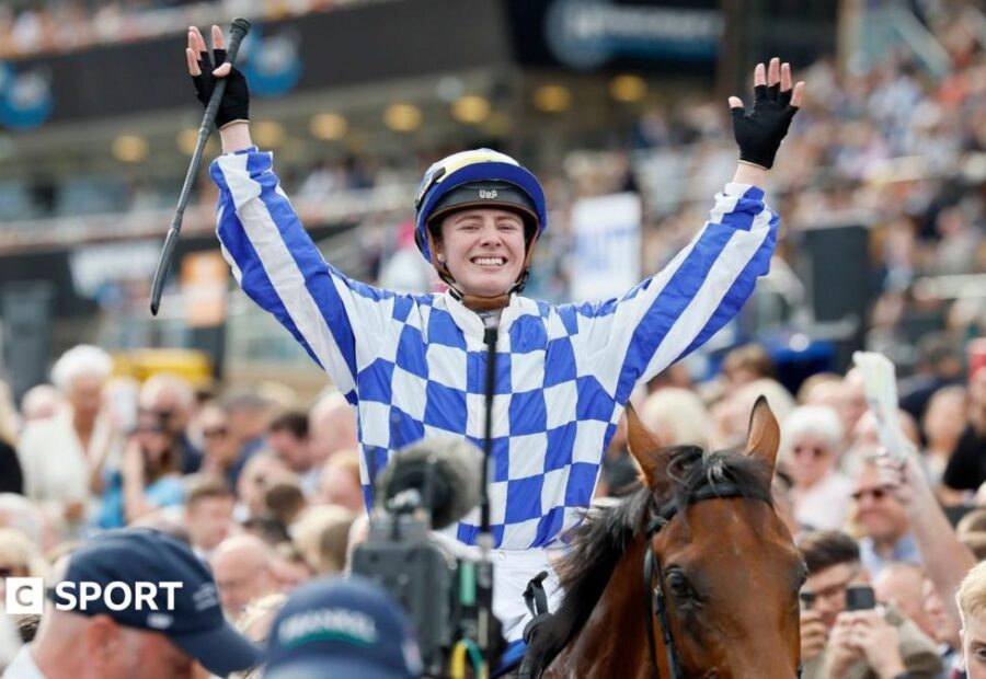 St Leger 2026: Saffie Osborne becomes first female winner on Highwayman