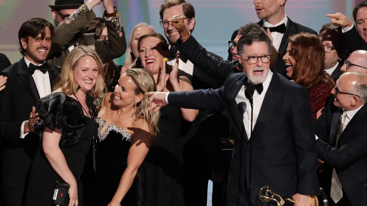 Stephen Colbert Uses Emmy Acceptance Speech to Advocate for Late Show Staff Jobs
