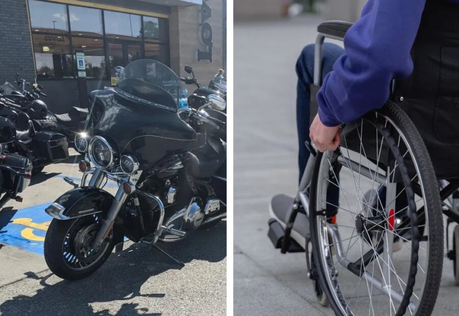 ‘That’s Not a Biker Gang’: Disabled Driver Blocked as Motorcycles Fill All Accessible Spots; Commenters Notice Symbols