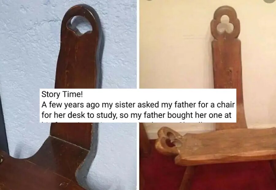 Woman Discovers Hilarious Secret Behind “Antique Chair” Her Father Bought Her