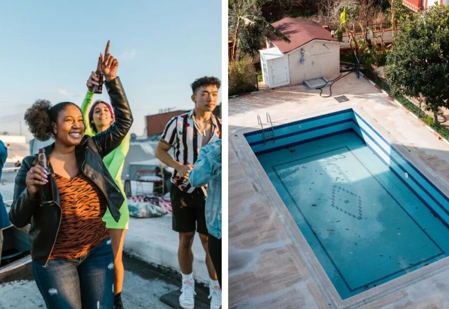Woman Lets Neighbor’s Kids Use Pool; Finds 15 Children, Balloons on Fence, Strangers on Patio Furniture