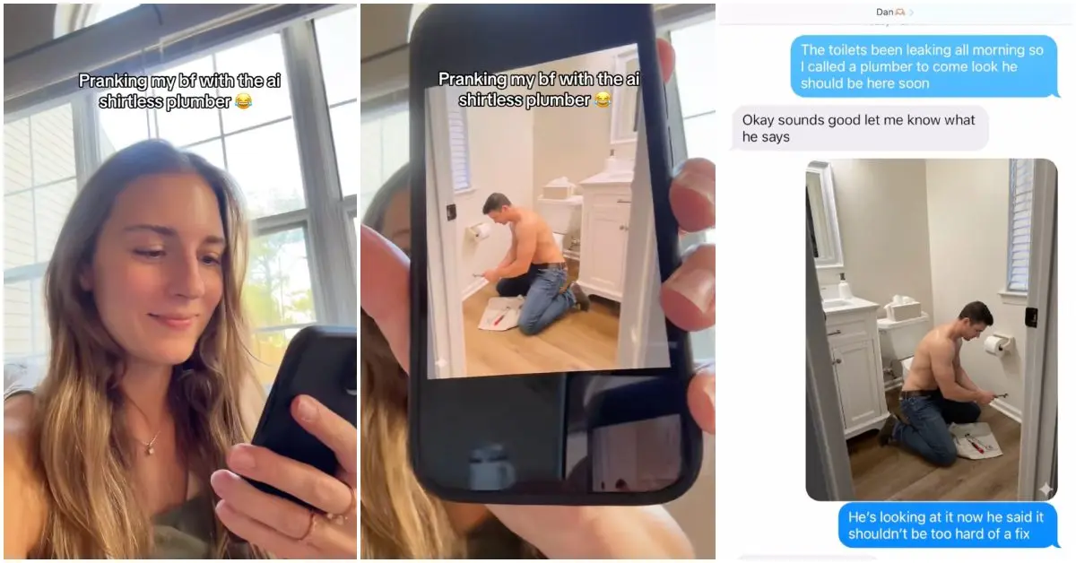 Woman Pranks Boyfriend With AI-Generated Shirtless Plumber Photo